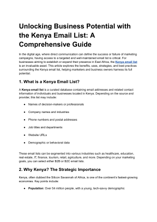 Unlocking Business Potential with the Kenya Email List: A Comprehensive Guide