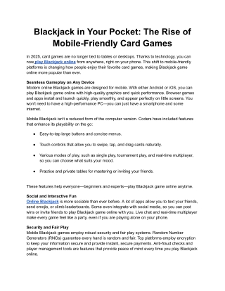 Blackjack in Your Pocket_ The Rise of Mobile-Friendly Card Games
