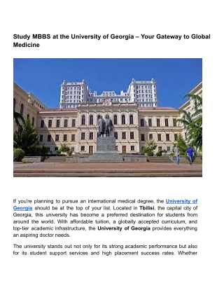Study MBBS at the University of Georgia – Your Gateway to Global Medicine (1)