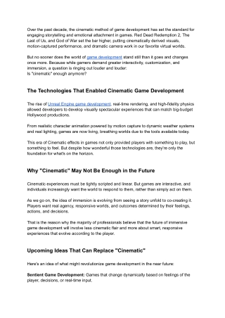 Game Development Is Changing—Will “Cinematic” Still Be Enough_