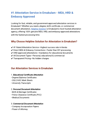 #1 Attestation Service in Ernakulam - MEA, HRD & Embassy Approved