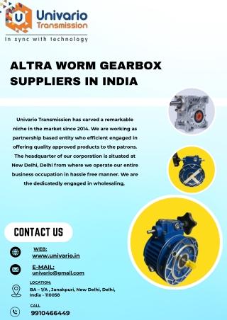 Altra worm gearbox suppliers in India