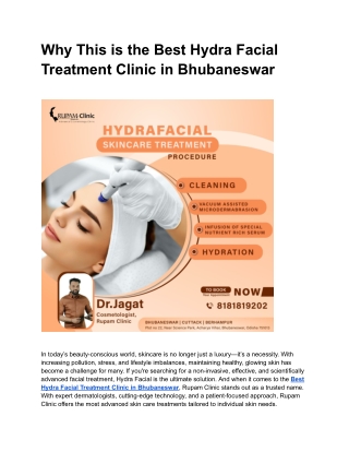 Why This is the Best Hydra Facial Treatment Clinic in Bhubaneswar
