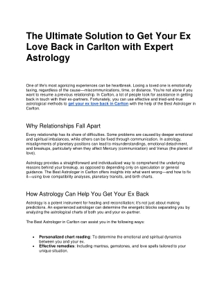 Unlock the Power of Love with a Love Spell Specialist in Carlton