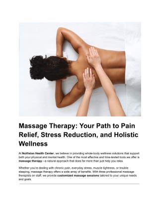Feel Better, Live Better with Massage Therapy