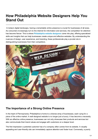 How Philadelphia Website Designers Help You Stand Out