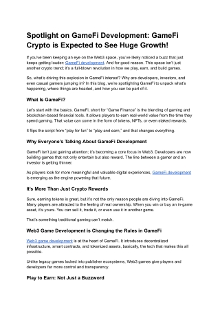 Spotlight on GameFi Development GameFi Crypto is Expected to See Huge Growth!