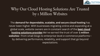 Why Our Cloud Hosting Solutions Are Trusted by 1 Million Websites