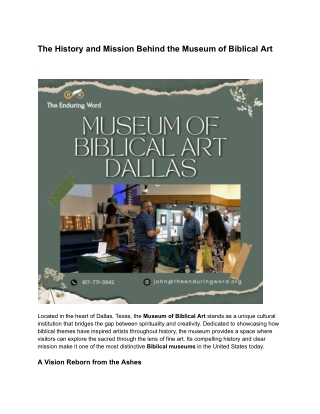 The History and Mission Behind the Museum of Biblical Art