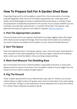 How to Prepare Soil for a Garden Shed Base