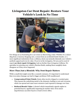 Livingston Car Dent Repair Restore Your Vehicle’s Look in No Time