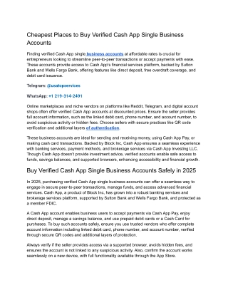 Cheapest Places to Buy Verified Cash App Single Business Accounts