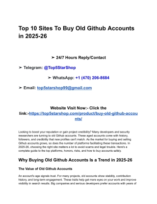 Top 10 Sites To Buy Old Github Accounts in 2025-26