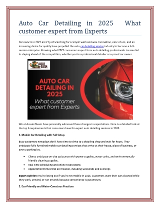 Auto Car Detailing in 2025  What customer expert from Experts