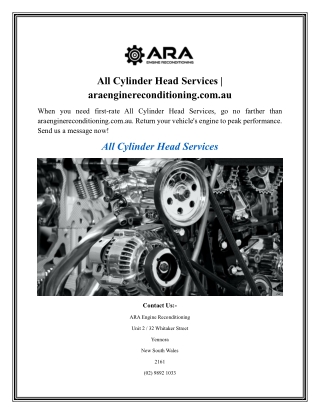 All Cylinder Head Services araenginereconditioning.com.au