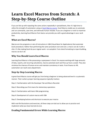 Learn Excel Macros from Scratch