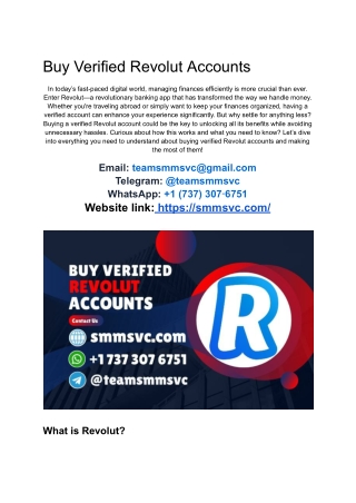 Revolut Verified Accounts for Business & Personal Use