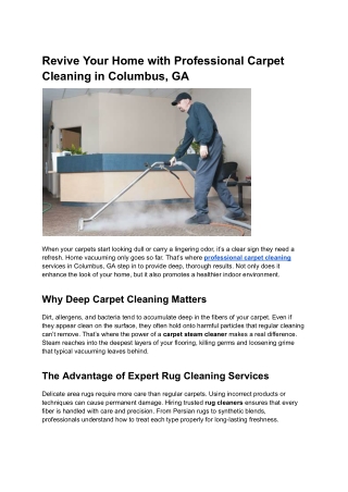 Revive Your Home with Professional Carpet Cleaning in Columbus, GA