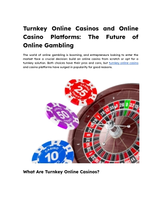 Turnkey Online Casinos and Online Casino Platforms