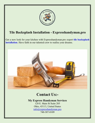 Tile Backsplash Installation - Expresshandyman.pro