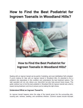 How to Find the Best Podiatrist for Ingrown Toenails in Woodland Hills?
