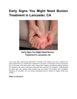 Early Signs You Might Need Bunion Treatment in Lancaster, CA