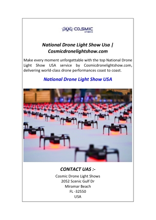 National Drone Light Show Usa  Cosmicdronelightshow.com