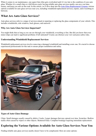 Exploring the Various Options Available for Auto Glass Services Near You