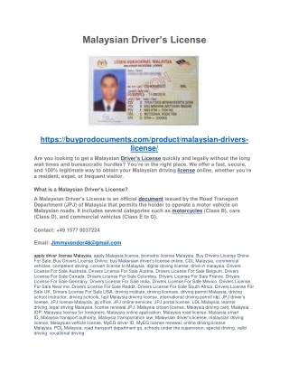 Malaysian Driver PDF