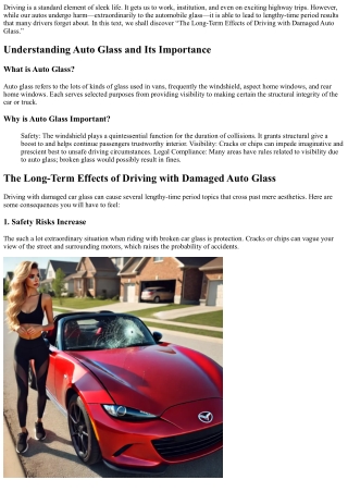 The Long-Term Effects of Driving with Damaged Auto Glass.