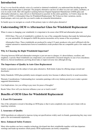 Understanding OEM vs Aftermarket Glass for Windshield Replacement