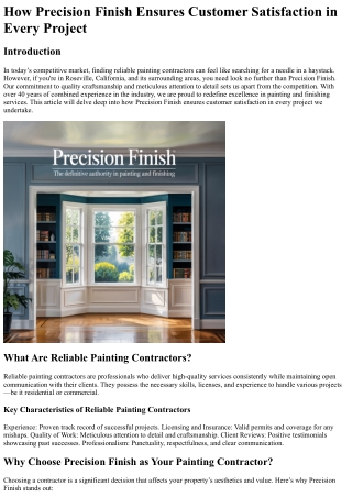 how precision finish ensures customer