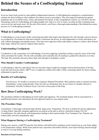 Behind the Scenes of a CoolSculpting Treatment