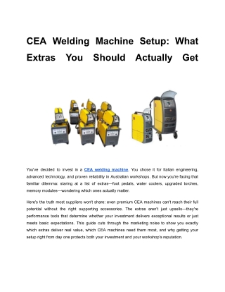 CEA Welding Machine Setup_ What Extras You Should Actually Get