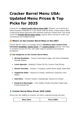 Cracker Barrel Menu USA_ Updated Menu Prices & Top Picks for 2025