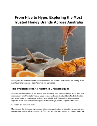 From Hive to Hype_ Exploring the Most Trusted Honey Brands Across Australia