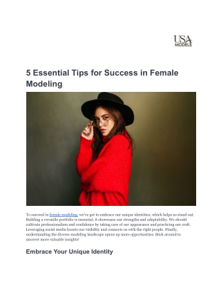 5 Essential Tips for Success in Female Modeling