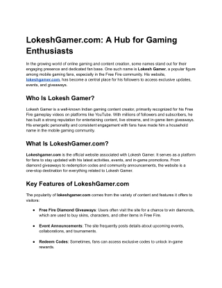 lokeshgamer com a hub for gaming enthusiasts