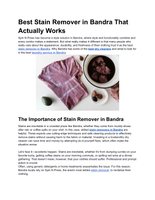 Best Stain Remover in Bandra That Actually Works