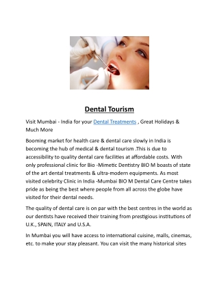 Dental Tourism