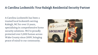 Affordable Residential Locksmith Solutions in Raleigh, NC