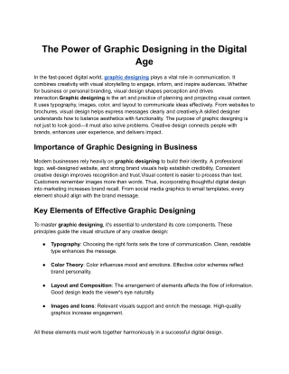 The Power of Graphic Designing in the Digital Age