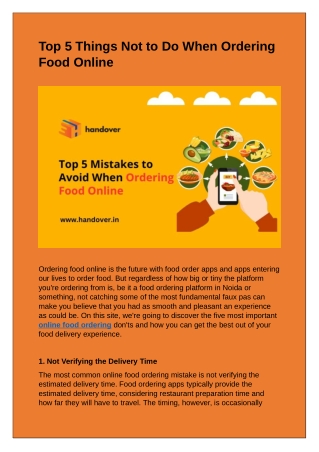 Top 5 Things Not to Do When Ordering  Food Online