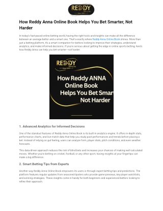 How Reddy Anna Online Book Helps You Bet Smarter, Not Harder