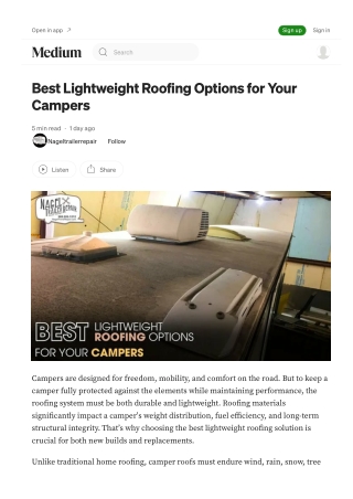 Camper Roof Sealing Michigan for Lightweight Roofing