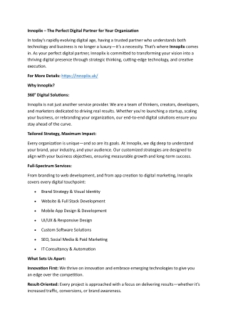 Innoplix – The Perfect Digital Partner for Your Organization