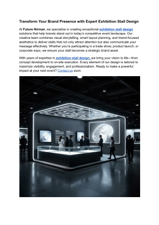 Transform Your Brand Presence with Expert Exhibition Stall Design