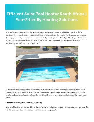 Pool heating panels south africa