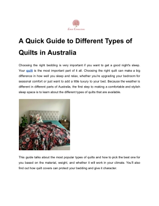 A Quick Guide to Different Types of Quilts in Australia