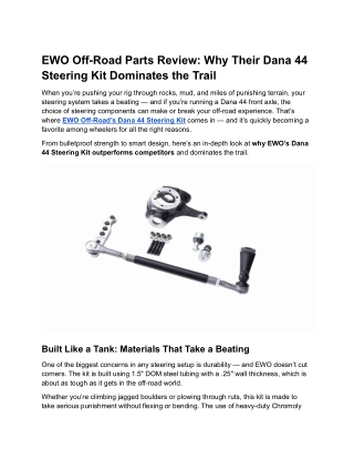Dana 44 Steering Kit by EWO Off-Road – Unmatched Strength & Trail Performance